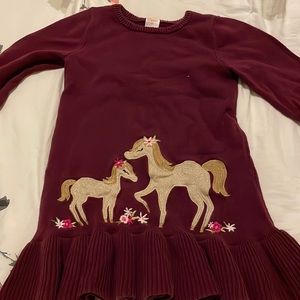 Great fall sweater dress with unicorn embroidery. Can be used as a tunic.